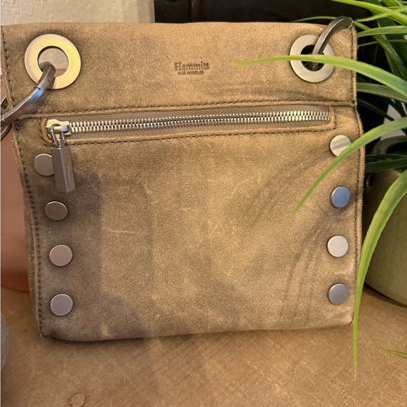 Hammitt Crossbody Bag – Suede | Taupe / Stone Grey | Grommet & Stud Detail - Picture 2 of 9